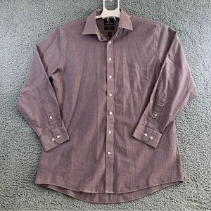 Stafford Dress Shirt‎ Men's Travel Regular Fit Long Sleeve Stripe Red 16.5 34-35